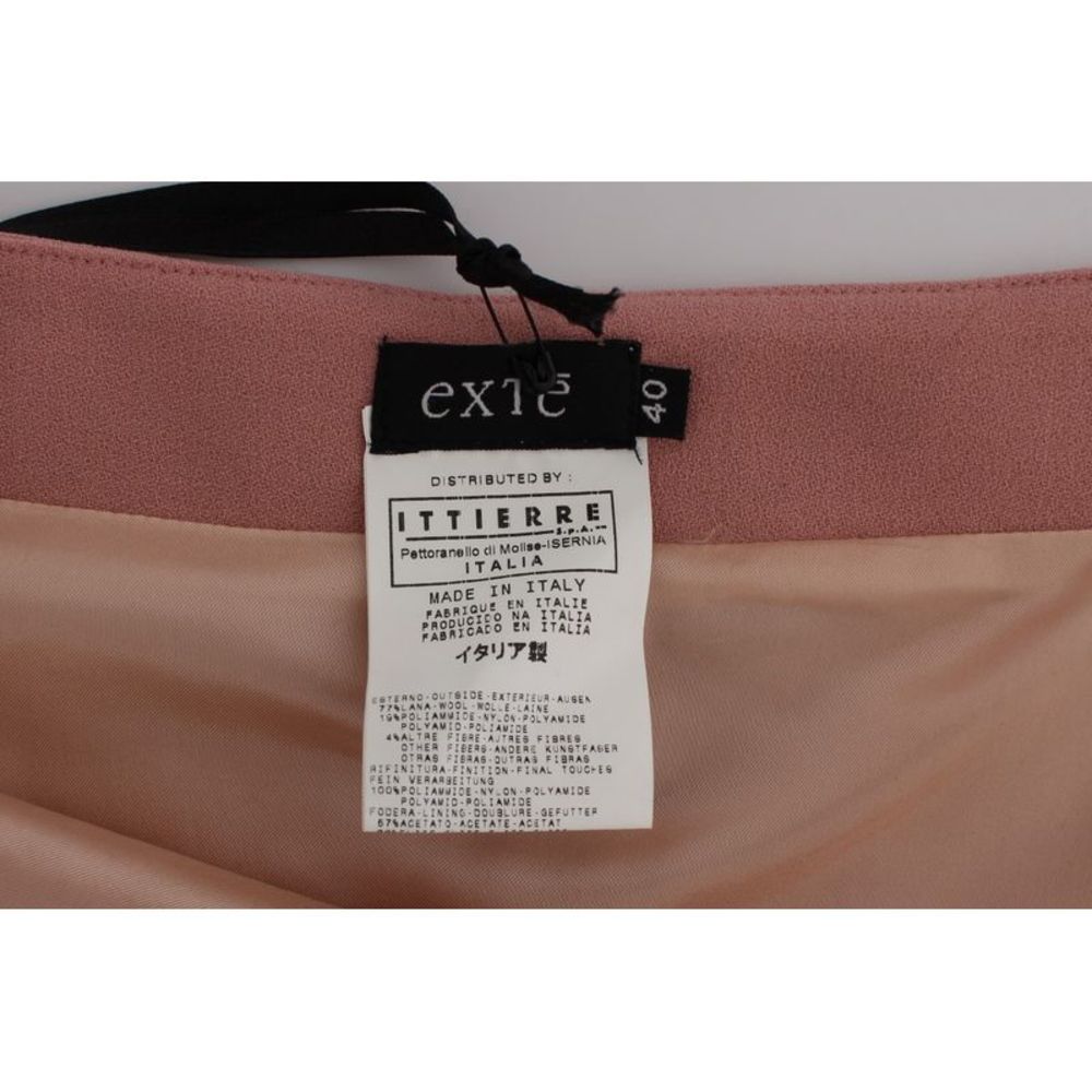 Exte Pink Wool Stretch Straight Pencil Women's Skirt - Picture 5 of 6
